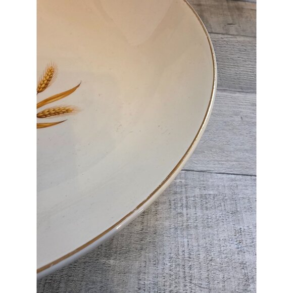 Vintage Homer Laughlin Golden Wheat Pattern Serving Bowl Gold Trim 9" MCM - Picture 4 of 6